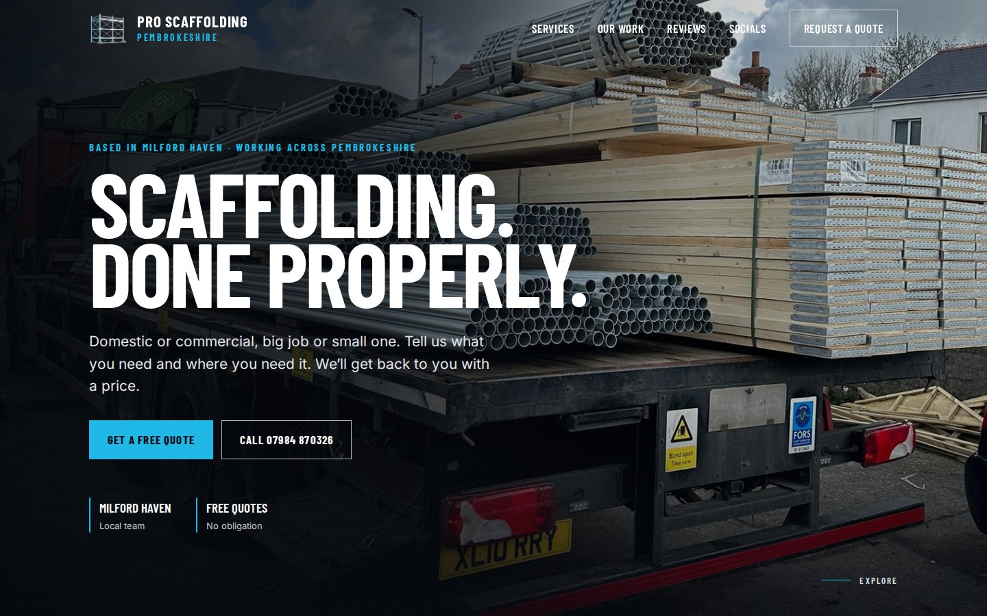 Pro Scaffolding Pembrokeshire website